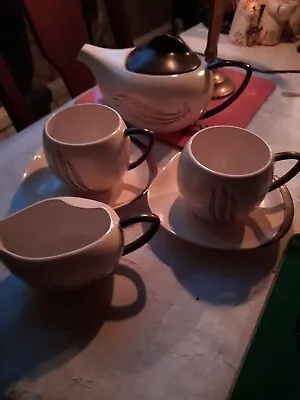 Buy Carlton Ware Windswept Tea Set Brown And Cream / Vintage / Coffee / Deco Style  • 12£