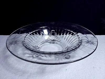 Buy Paden City NERVA Art Deco 12.5  Crystal 3-Toed Footed Console Bowl Cut Floral • 24.01£