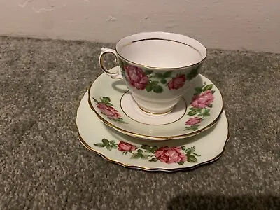 Buy Colclough Vintage Bone China 3 Piece Cup, Saucer And Plate Set. Pink Roses 6671 • 8£