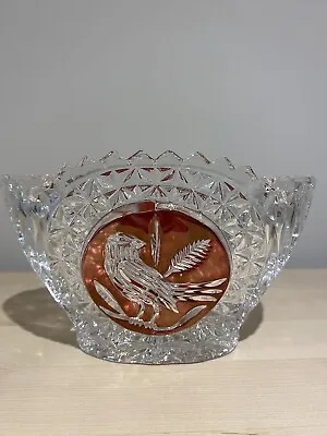 Buy Vintage German Hofbauer Byrdes Lead Crystal Glass Vase Cranberry Cartouche • 19.99£