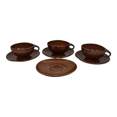 Buy Roseville Raymor Brown 1952 Vintage Art Pottery Coffee Cups 150 And Saucers 151 • 65.69£