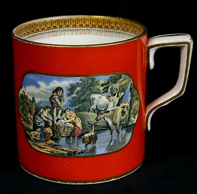 Buy Antique F & R Pratt Fenton Pottery Large Mug C 1850 Orange Rust Marked No. 123 • 74£