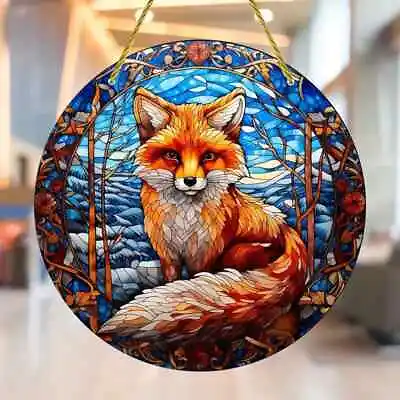 Buy Sitting Fox Design Suncatcher Stained Glass Effect Home Decor Christmas Gift • 6.95£