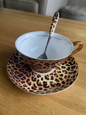 Buy Royal Classic Bone China Leopard Skin Cup Saucer And Spoon New In Box • 25£