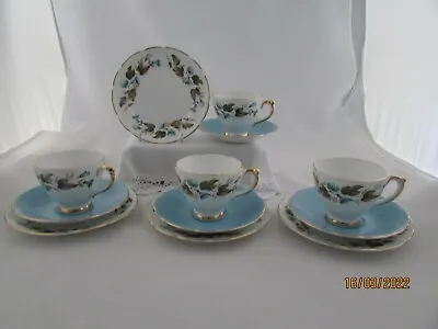 Buy DELPHINE CHINA 12 X PIECE TEA SERVICE WITH BLUE FLORAL PATTERN • 18£