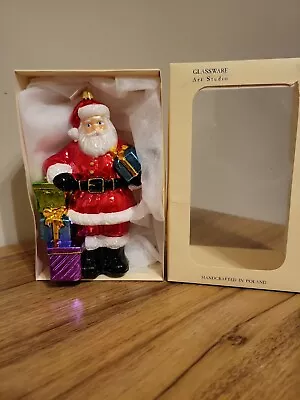 Buy Glassware Art Studio Glass Ornament Old Fashioned Santa With Christmas Presents  • 13.91£
