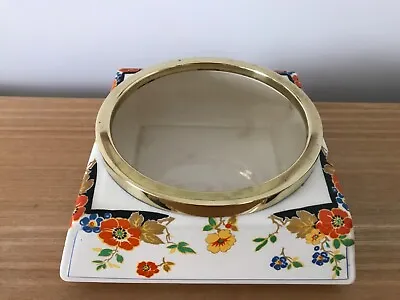 Buy Vintage Art Deco Parrott And Company Square Coronet Ware Bowl With Brass Collar • 11£