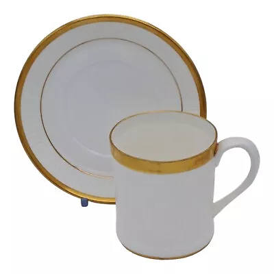 Buy Crown Staffordshire Bone China Golden Glory Coffee Can & Saucer White Gold • 6.99£