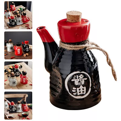 Buy Ceramic Oil Dispenser 200ml Vinegar Bottle Soy Sauce Cruet Jar Black • 14.49£