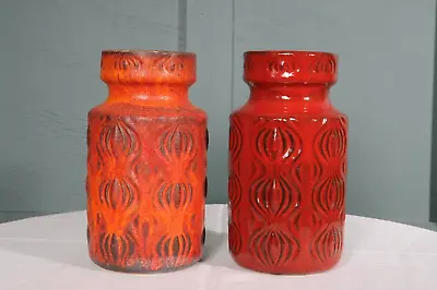 Buy 2 X West German Onion Vase Orange Red No 285-15 , FAT LAVA Scheurich • 70£