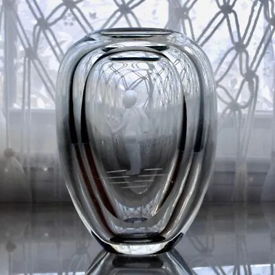 Buy Swedish Orrefors Intaglio Etched Crystal Vase Circa 1930’s • 62.33£