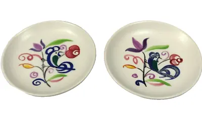 Buy Two X Poole Pottery Trinket Dish Bird & Flower Pattern 9.5cm Across LE Vintage  • 13£