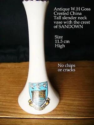 Buy Antique W.H GOSS Crested China Long Neck Vase With Crest The Of SANDOWN • 1.99£