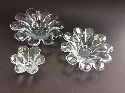 Buy 3  Vintage Holmegaard Danish Crystal Glass Flower Dishes • 24.99£