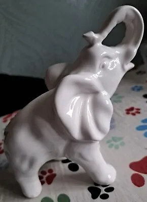 Buy Lovely Ceramic White Trunk Up Elephant Exc • 1.50£