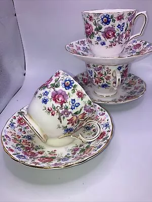 Buy Vintage  Royal Victoria Floral Tea Cup+ Saucer Trio • 12£