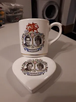 Buy Poole Heart Trinket Box + Mug Commemorating Royal Wedding Charles & Diana - • 9.99£