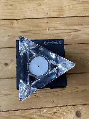 Buy Orrefors Glass Votive Candle Holder Triangular Swedish Glass • 18£
