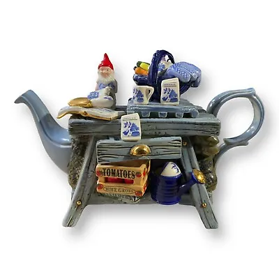 Buy Vintage Paul Cardew Large Blue Willow W/ Gnome Gardening Table Teapot • 274.60£