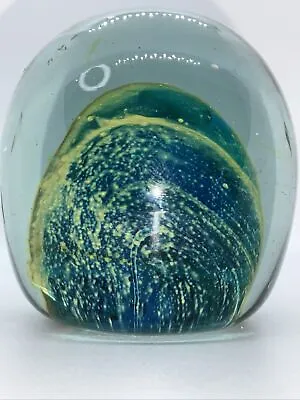 Buy Vintage Mdina Oval Glass Malta Blue Green Gorgeous Paperweight Unusual • 4.99£