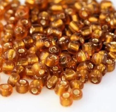 Buy 100g SILVER LINED GLASS SEED BEADS 11/0- 2mm Gold • 2.99£