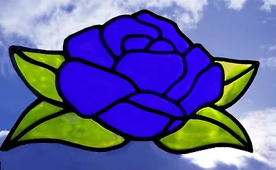 Buy Rose & Leaves Hand Painted Stained Glass Effect Window Decor Cling • 3.50£