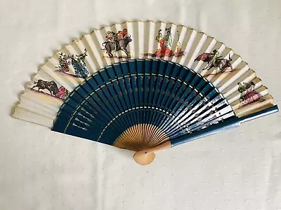Buy Fan Wooden Vintage Spanish Hand Held Bull Fighters Hand Coloured  1960's • 6£