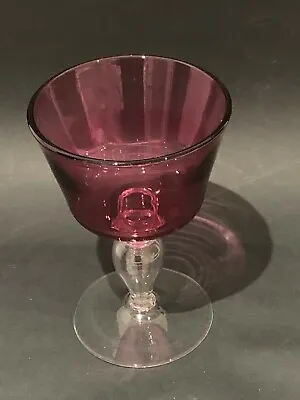 Buy Vintage Cranberry To Clear Glass Large Goblet Glass 6.5” Fine Quality   • 14.99£