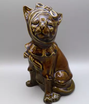 Buy Victorian Staffordshire Pottery Treacle Glaze Bandaged Cat Sitting Circa 1850 • 9.99£