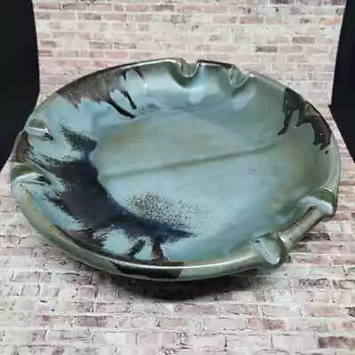 Buy Blue Mountain Pottery, 9.5  Clay Ashtray / Bowl, Canada, Blue, Brown, Drip Glaze • 27.40£