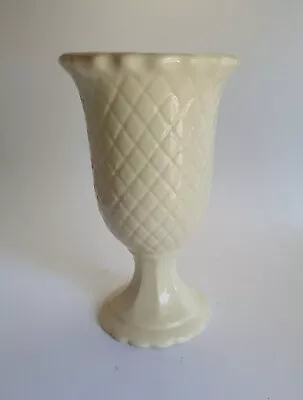 Buy Vintage 1960s Holkham Pottery Cream Pedestal Vase Pineapple Pattern • 10£