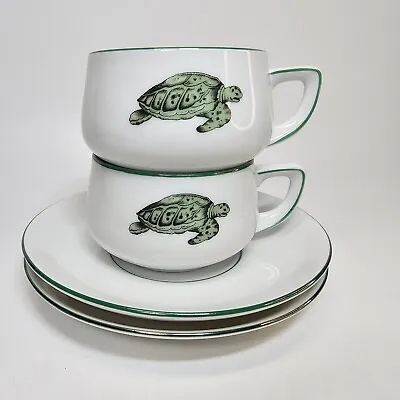Buy Pair Sea Turtle Demitasse Espresso Cup Saucer Set Lacroix Thomas Germany Green • 48.02£