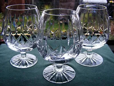 Buy 3 Brandy Glasses, Cut Glass Crystal, 5  Criss Cross Cuts & Vertical Cuts • 12£