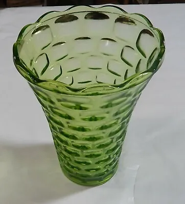 Buy Vintage  1960s Federal Glass Yorktown Green Vase  Large 8.25    Mid Century RARE • 14.19£