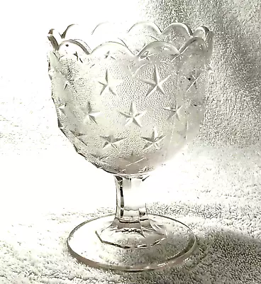 Buy Antique 1870 Dessert Glass; Stippled Star Design From EPAG Gillinder And Sons • 17.55£