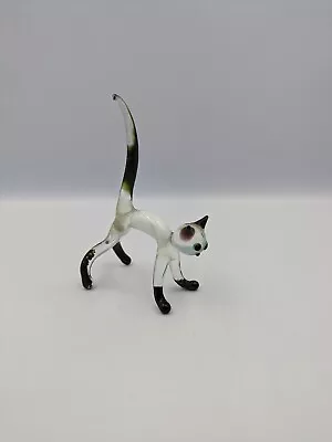 Buy Glass Cat Kitty Kitten Lampwork Animal Figure Ornament Feline Figurine Siamese • 16£