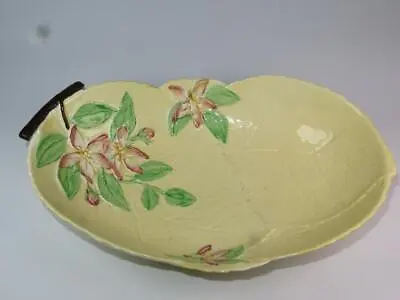 Buy Vintage CARLTON WARE Australian Design Bowl Majolica Cabbage Leaf Apple Blossom • 11.99£
