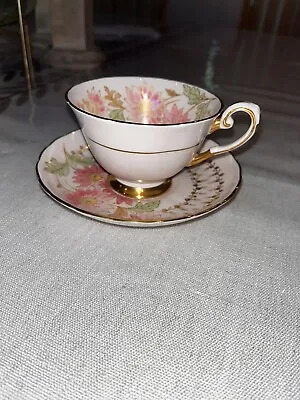 Buy Vintage Tuscan Fine English Bone China Cup And Saucer Pink Gold Floral Set • 33.08£