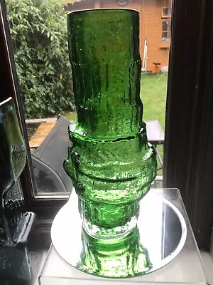 Buy Whitefriars Glass 9690 Textured Range Hoop Vase In Rare Meadow Green • 580£