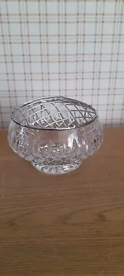 Buy Cut Glass Vintage Rose Bowl With Silver Coloured Mesh To Hold Flowers • 6.99£