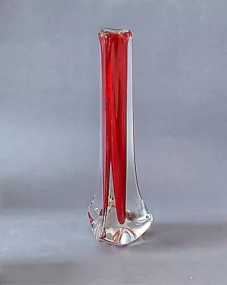 Buy Vintage Whitefriars Tricorn  Red Glass Bud Vase Handblown  • 13£