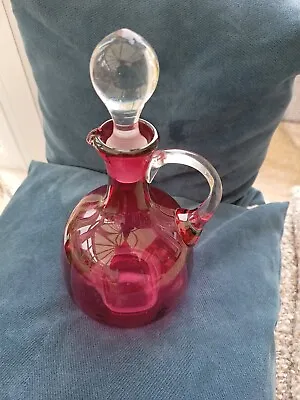 Buy Vintage Ruby/cranberry Decanter 28cm High Check Pics Mark Under Handle Not Seen • 8.99£