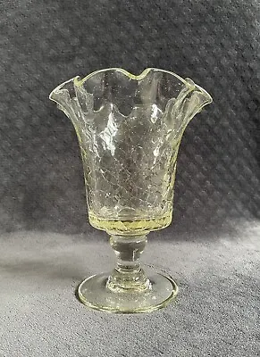 Buy 19th Century Antique Hand Blown Crackle Glass Ruffled Rim Celary Vase • 45.69£