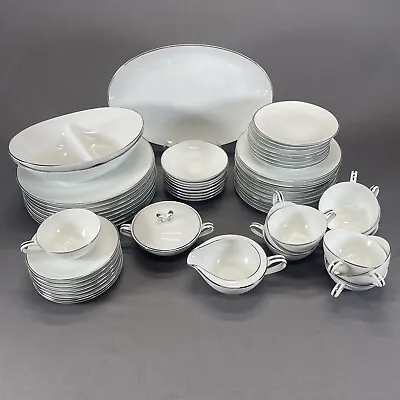 Buy Vintage Noritake Colony 5932 Dinnerware Set White Platinum Trim 1958-1972 • 3.31£