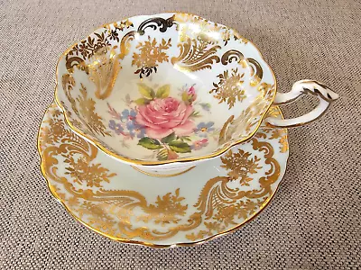 Buy Paragon Teacup & Saucer Set Antique Vintage Cabbage Rose And Heavy Gold Pattern • 189.44£