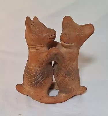 Buy Pre Columbian Style Colima Dancing Dogs Sculpture Mexican Pottery Folk Art -1976 • 23.97£