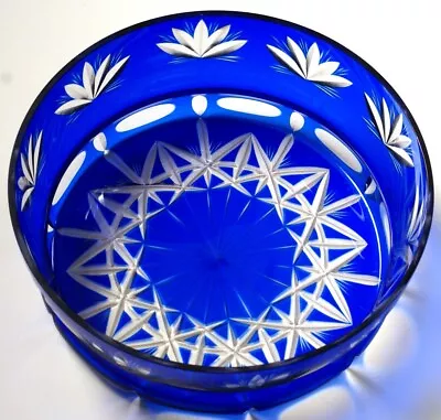 Buy Crystal Cut Blue Glass Bowl • 7.50£