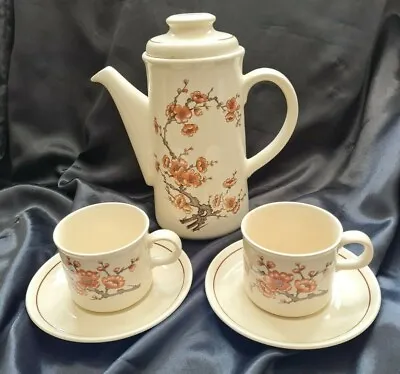 Buy Vintage Royal Worcester Palissy SPRINGTIME Coffee Set  - Pot & 2 X Cup & Saucers • 10.99£