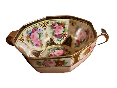 Buy Vintage Noritake Hand Painted Hexagonal Deep Serving Bowl Gilded  Handles • 23.68£