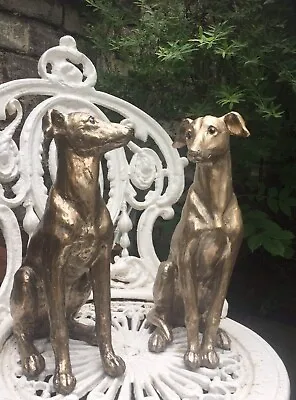 Buy Red Finch Garden & Gifts Greyhound Dog Pair Statues Ornament Bronze Effect • 49.99£